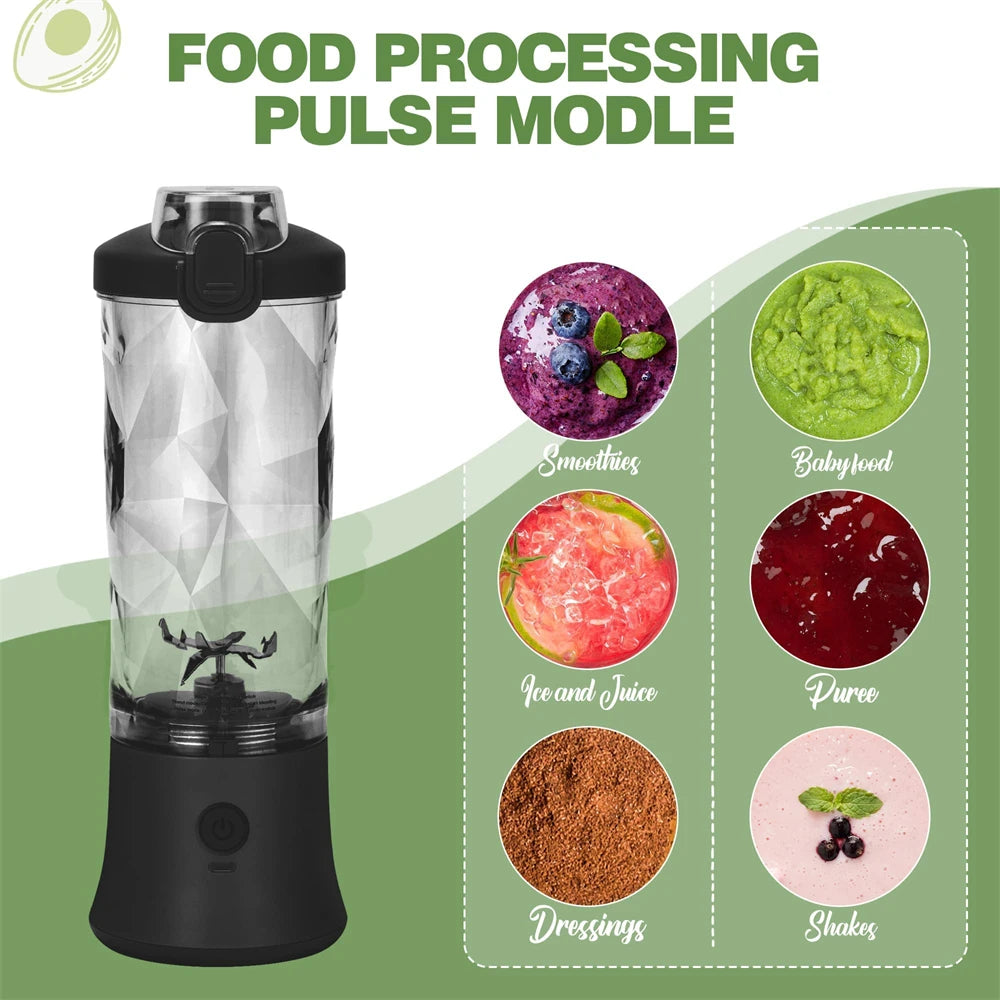 Blender with food processing modes on a green background